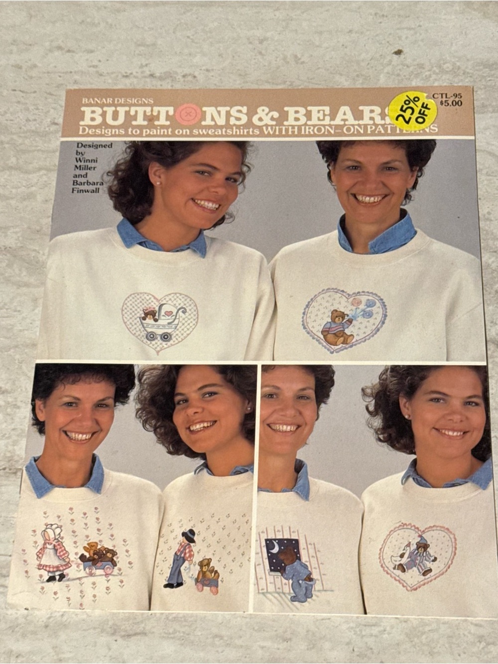 Vintage Buttons & Bears Painting Craft Iron On Leaflet 1988